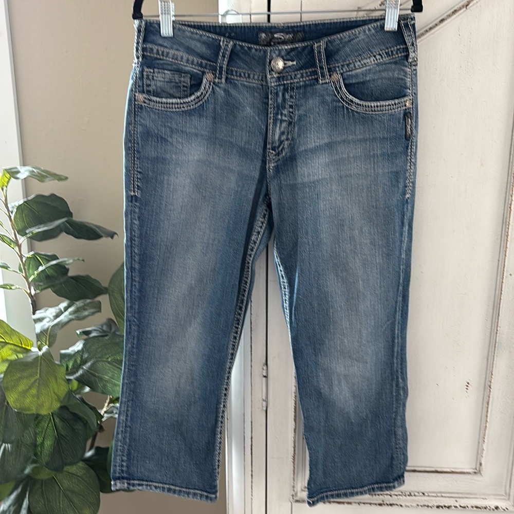 Silver Jeans Womens 29 Blue Suki Surplus Capri Denim